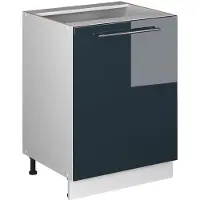 Vicco Keukenonderkast Fame-Line, Donkerblauw hoogglans/Wit, 60 cm 1 deur zonder werkblad