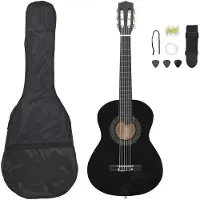 vidaXL Jeu de guitare classique pour débutants 8 pcs Noir 1/2 3470127