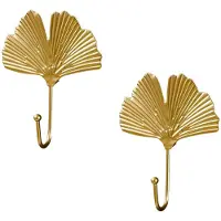 Torribaly Kapstokhaken Gouden Hangende Houder voor Sleutel, Decoratieve Bladeren Metalen Wandhanger