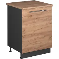 Vicco Keukenonderkast Fame-Line, Goudkleurig Eiken/Antraciet, 60 cm 1 deur met werkblad