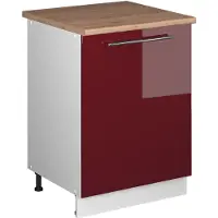 Vicco Keukenonderkast Fame-Line, Bordeauxrode hoogglans/Wit, 60 cm 1 deur met werkblad