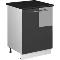 Vicco Keukenonderkast Fame-Line, Antraciet Hoogglans/Wit, 60 cm 1 deur met werkblad