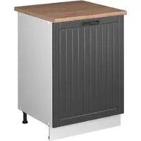 Vicco Keukenonderkast Fame-Line, Donkergrijs/Wit, 60 cm 1 deur met werkblad