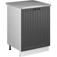 Vicco Keukenonderkast Fame-Line Donkergrijs/Wit 60 cm 1 deur met werkblad, Model 65132