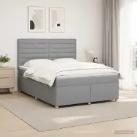 vidaXL Boxspringbed met matras Lichtgrijs 180 x 200 cm Stof