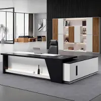 Sonstiges L-vormig bureau met opbergruimte, 160x80x75 cm, zwart-wit