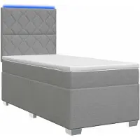 vidaXL Boxspringbed met matras, lichtgrijs, 100 x 200 cm, gestoffeerd