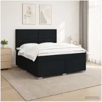 vidaXL Boxspringbed met matras, zwart, 160 x 200 cm, gestoffeerd