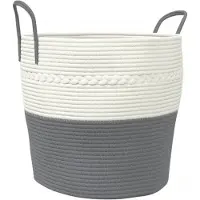 vidaXL Opbergmand Ø 43x38 cm katoen grijs en wit