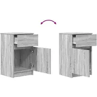 vidaXL Nachtkastje 39x35x65 cm bewerkt hout grijs sonoma eikenkleur