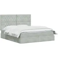 vidaXL LED-bed met opbergruimte en matras, lichtgrijs, 160 x 200 cm, fluweel