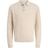 Jack & Jones Heren cooper gebreide polo met lange mouwen - Silver Lining Twist