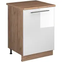 Vicco Keukenonderkast Fame-Line, Wit Hoogglans/Goudkleurig Eiken, 60 cm 1 deur met werkblad