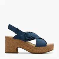 Clarks Dames Nerisa West Sleehak Sandalen Navy Nubuck
