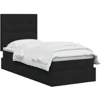 vidaXL LED-bed met opbergruimte en matras, zwart, 90 x 200 cm, met stoffen bekleding