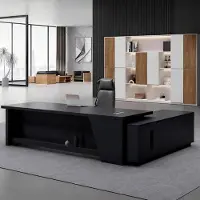 Sonstiges L-vormig bureau met opbergruimte, afmetingen 200x80x75 cm, zwart-wit
