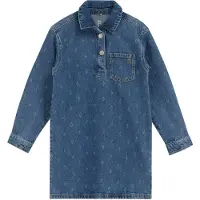 We fashion - Meisjes denim jurk met structuur - Regular fit - Blauw - Katoen - Maat: 170/176