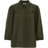 We fashion - Dames blouse met driekwart mouwen - Regular fit - Olijfgroen - Maat: XS