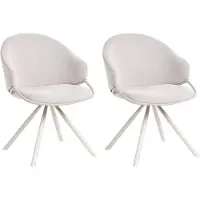 Beliani MYSTIC - Eetkamerstoel set van 2 - Off-white - Stof