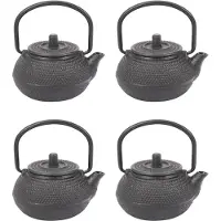 Torribaly 4x 50 ml Japanse gietijzeren theepot met theezeefje