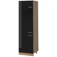 Vicco Hoge kast R-Line, Zwart hoogglans/Goudkleurig Eiken, 60 cm