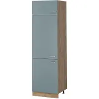 Vicco Hoge kast R-Line, Blauw-grijs/Goudkleurig Eiken, 60 cm