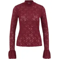 We fashion - Dames jersey T-shirt van kant - Donkerrood - Maat: XS