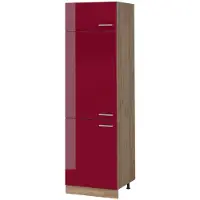 Vicco Hoge kast R-Line, Rode hoogglans/Goudkleurig Eiken, 60 cm