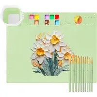 OEM Siliconen snijmat met antislipfunctie - 10 borstels - groen - 50x40 cm