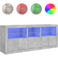 vidaXL Dressoir met LED-verlichting 162x37x67 cm betongrijs