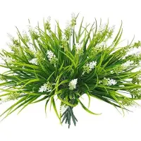 OEM Kunstlavendelbloemen - Kunstgrasdecoratie - Buitendecoratie - Weerbestendige kunstbloemen - Bund van 45 centimeter - Wit