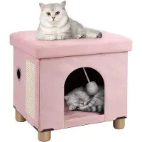 Famanu kattenbed met krabplank en speeltje - Roze - 375 x 325 x 36 cm