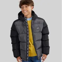 Bench Jongens Vireo Gewatteerde Jas Dark Grey/Zwart