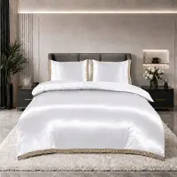 Beauty Silk Glans satijn dekbedovertrek Lace - Wit - 2-persoons (200x220 + 2st. 60x70 cm)