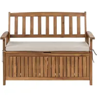Beliani SOVANA - Tuinbank met opbergruimte - Beige - 120 cm - Acaciahout