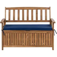 Beliani SOVANA - Tuinbank met opbergruimte - Blauw - 120 cm - Acaciahout