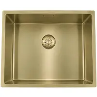 Pure.Sink Comfort PVD Gouden spoelbak 50x40 cm 10mm radius onderbouw, vlakbouw en opbouw PCM5040-60