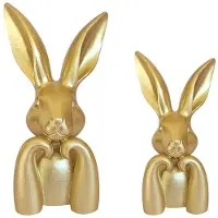 Semoic Paashaasjes Als Decoratie voor in Huis, Vintage Gouden Konijntjes van Hars voor op Tafel
