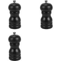 Exogio 3X Houten Zout- en Pepermolen Set Handmatige Peper Zoutmolen Shaker, Massief Hout met Verstelbare Grofheid Zwart