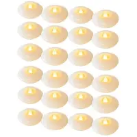 Semoic 24 Stuks Vlamloze Led-Zwevende Kaarsen, 200 Uur Witte, op Batterijen Werkende, Waterdichte Theelichten voor Cilindervazen