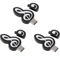 Torribaly 3X USB 2.0-Stick Leuke Cartoon Memory Stick Muzieknoten Symbool USB 2.0-Geheugen Externe USB-Flashdrive Memory Stick 4GB