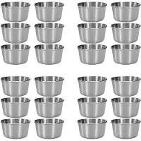 Torribaly 24 Stuks 2 Oz Roestvrijstalen Dipsausbeker, -Dipschalen, Herbruikbare Metalen Kruidenbekers Ramekins-Containers (Zilver)