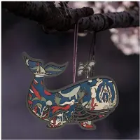 Semoic 3D Houten Dieren Snijwerk Walvis Kunst Decor Muur Sculptuur Beeldje Oceaan Ambachten Silhouet Ornament Kunst