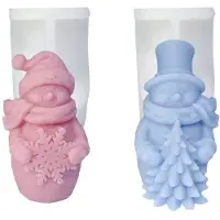 Semoic 2 Stuks Santa Knuffelende Sneeuwvlok Siliconen Mal DIY Kerstboom Oude Geurkaars Gips Zeep Hars Mal Thuis Ambachten