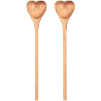 Torribaly Houten Hartvormige Lepels-Houten Thee/Koffie Lepels Set (2St) - Kleine Houten Lepels voor Kruiderij, Zout, Suiker