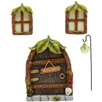 Semoic Miniatuur Fairy Gnome Home Raam en Deur voor Bomen Decoratie Tuindecoraties Raam en Licht Kunnen in Het Donker Gloeien