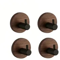 INF Achter-de-deur haakjes walnoot 4-pack - Zelfklevend, geen boren ABS-haakjes met 5-10kg draagkracht