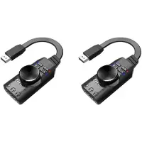ISTOVO 2X USB Externe Geluidskaartadapter 7.1-Kanaals USB-Computerspelgeluidskaart 3,5 mm USB-Adapter Gaming-Headsetversterker