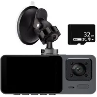 Jojomino Dash Cam voor en Binnen WIFI 1080P met 32G Geheugenkaart 2 Inch Scherm 170 Groothoek Nachtzicht WDR 24 Uur Parkeermodus