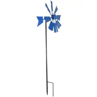 Semoic 1Pc Wind Spinner Decoratieve Windmolen Decoratieve Ijzeren Windmolen Yard Plug-In Winnower Tuin Wind Spinner Ornament-Blauw